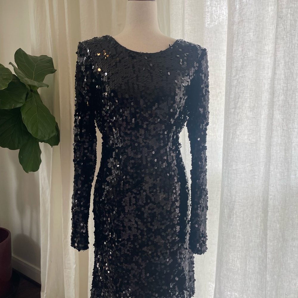 Glamorous Black Sequin Long Sleeve Dress